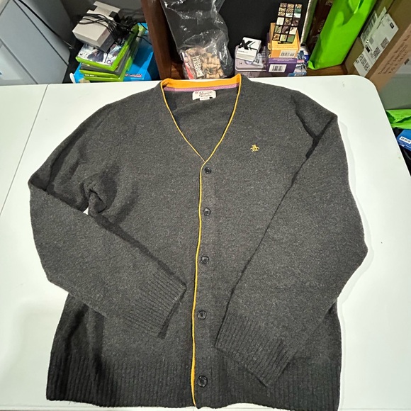 Original Penguin Other - Original Penguin Charcoal Cardigan with Yellow Trim,